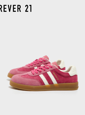 F21草莓熊粉真皮德训鞋女2026新款春季超火百搭休闲运动复古板鞋