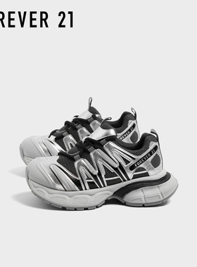F21灰色老爹鞋女2025新款秋季软厚底增高原创设计百搭休闲运动鞋