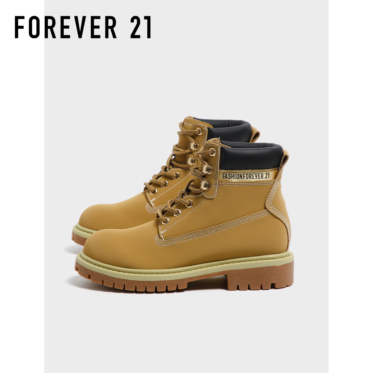 F21厚底大黄靴女2025新款秋冬季