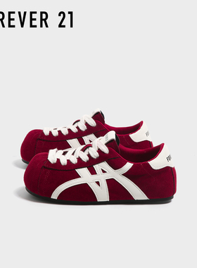 F21红色大头德训鞋女2025新款秋季内增高软底舒适时尚百搭泡芙鞋