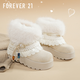 加绒加厚保暖外穿巨好看中筒棉鞋 F21超厚底雪地靴女2025新款 冬季