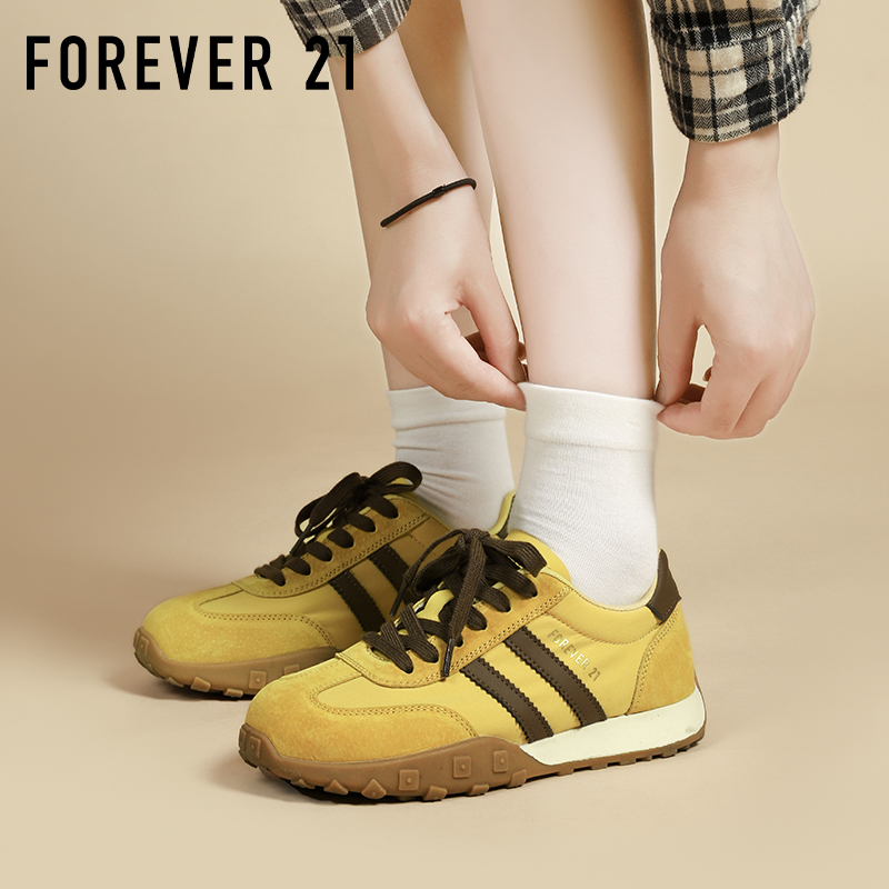 F21真皮厚底德训鞋女2025