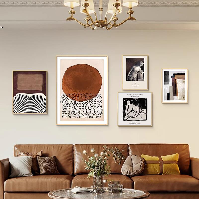 复古法式沙发背景墙装饰画小众艺术高级感组合画美式轻奢客厅挂画