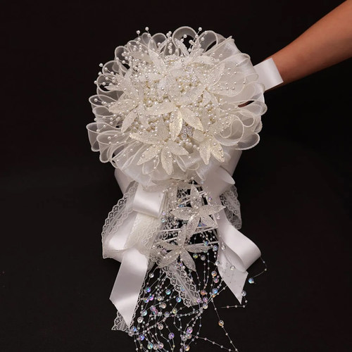 珍珠手捧花DIY材料包新娘结婚婚纱权杖高级皇冠成品订婚领证礼物