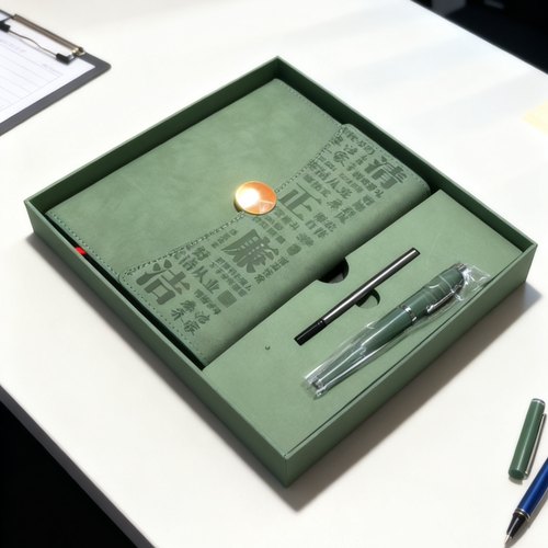 绿色兰色活页三折皮记事本礼盒装