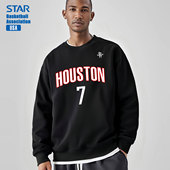 篮球服运动圆领宽松卫衣男无帽长袖 秋季 火箭队杜兰特球衣美式 T恤