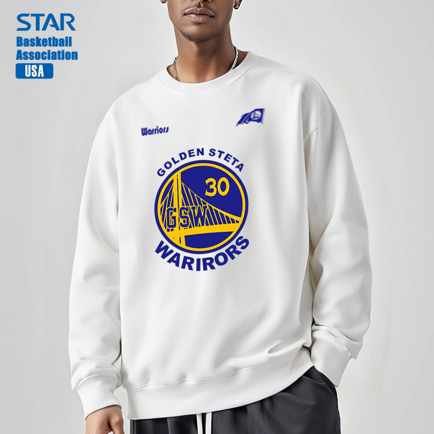 勇士队库里球衣青少年美式篮球训练服运动圆领卫衣男长袖t恤秋衣