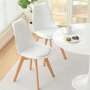 现代北欧简约靠背椅子化妆卧室桌办公靠背电脑椅实木餐椅家用凳子