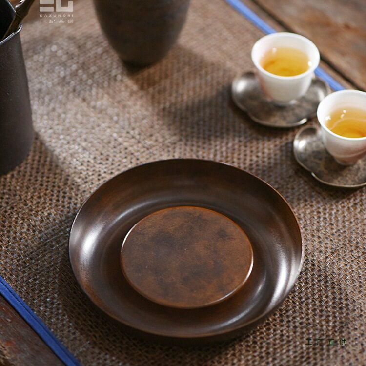 复古紫铜蓄水茶托养壶垫