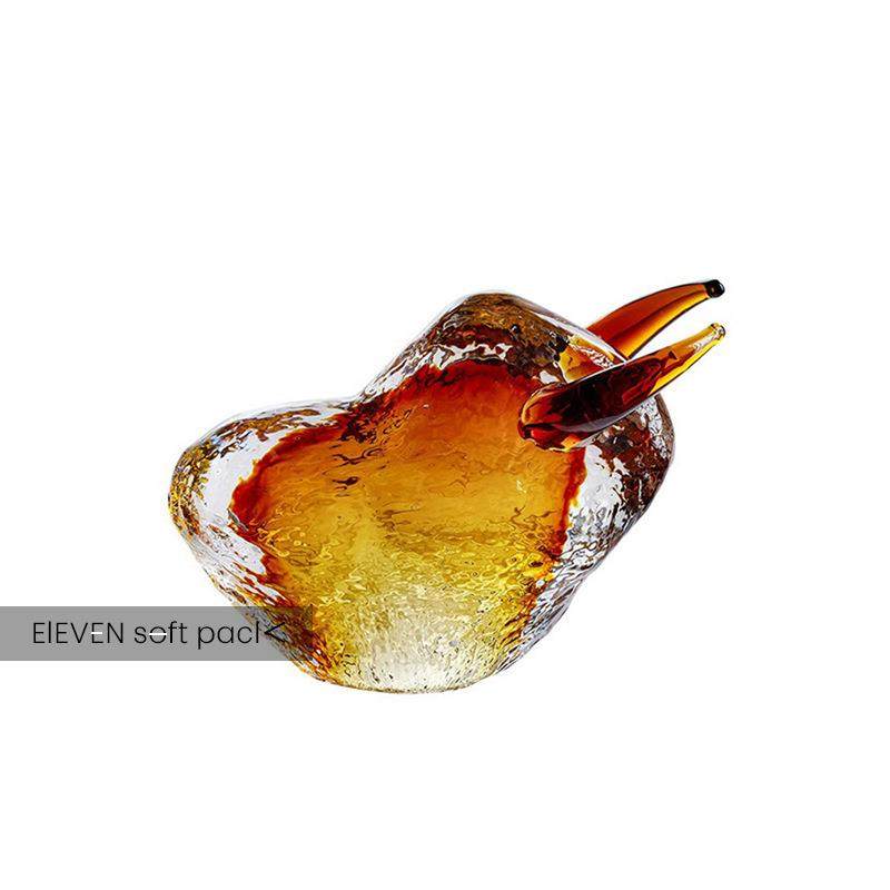 琥珀茶色玻璃牛摆件高端创意艺术造型软装饰品家居书房桌琉璃摆设