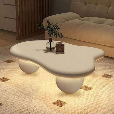 圆敦敦奶油风云朵茶几现代简约设计师款小户型不规则异形小茶几桌