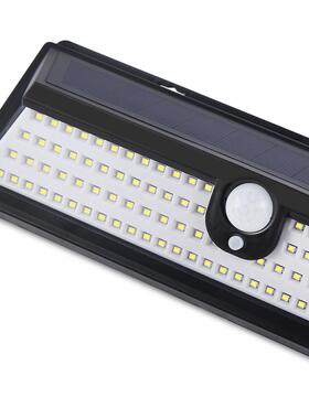 三面发光太阳能壁灯感应灯爆款118LED户外防水庭院灯人体