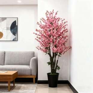 仿真花桃花树假桃花树家居景观大型盆栽绿植盆景摆件工艺