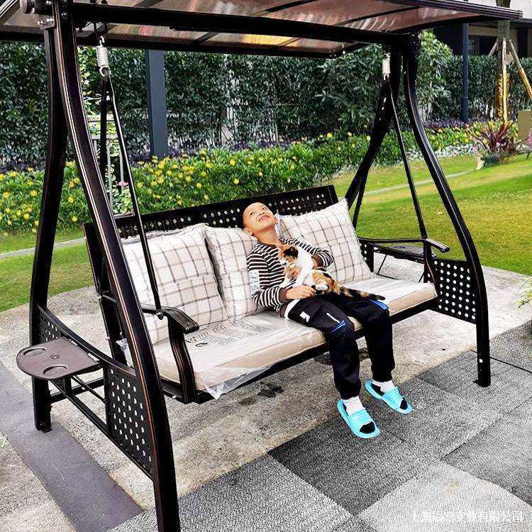 户外秋千摇椅阳台别墅露台吊椅防腐木编藤铁艺摇篮庭院秋千垒德株