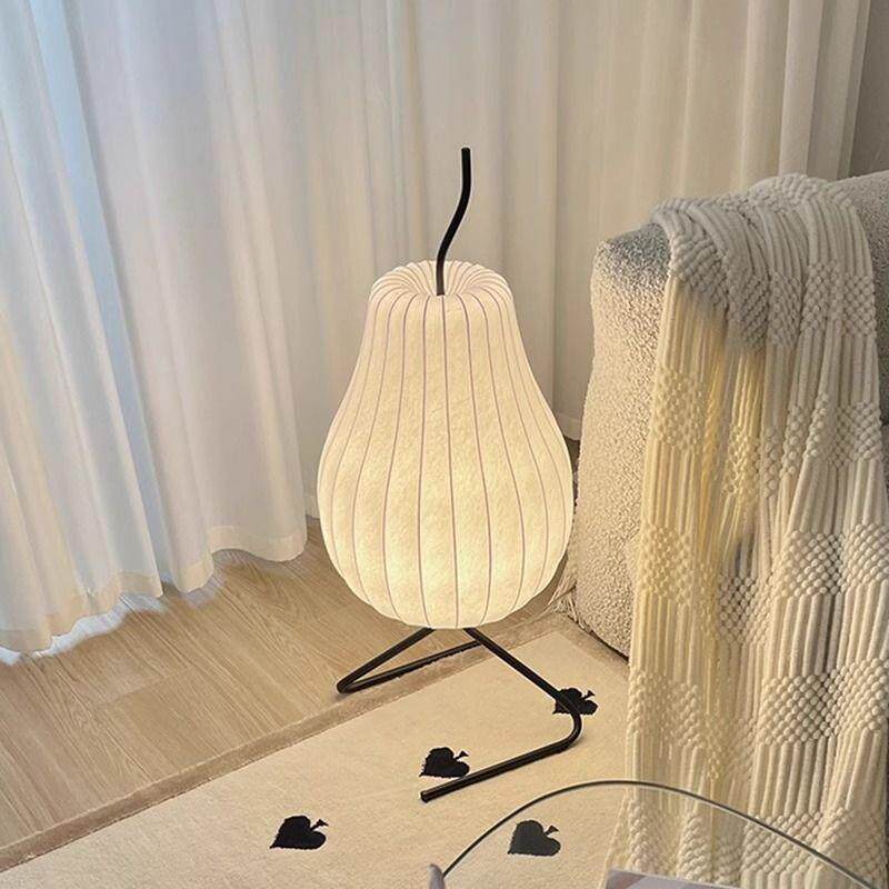奶油风梨子灯蚕丝落地灯高级感设计师客厅摆件沙发旁边网红氛围灯