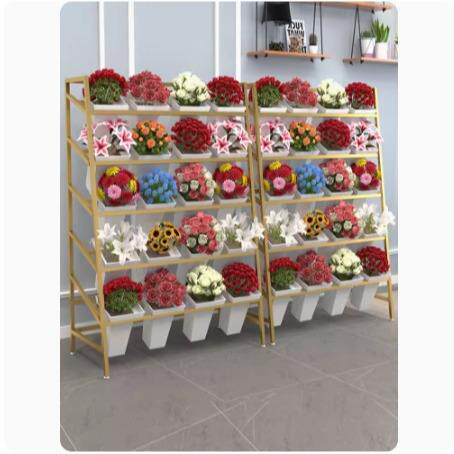 醒花桶花店花架展示架多层梯形铁艺鲜花桶置物架花卉假花收纳架子