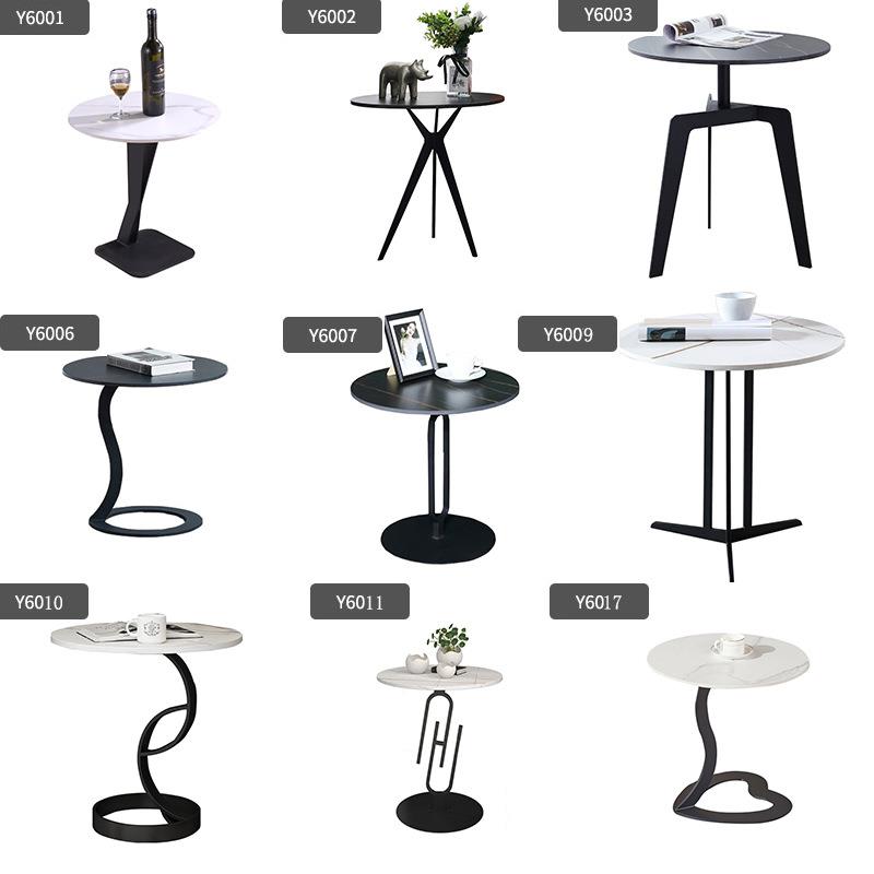 意式极简小户型黑色边几现代茶几沙发小圆桌轻奢岩板角几客厅家用