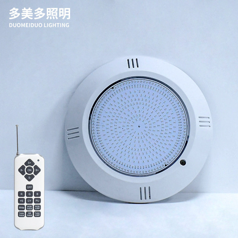 直供LED全灌胶挂壁式泳池灯户外防水IP68七彩变色无线遥控水底灯