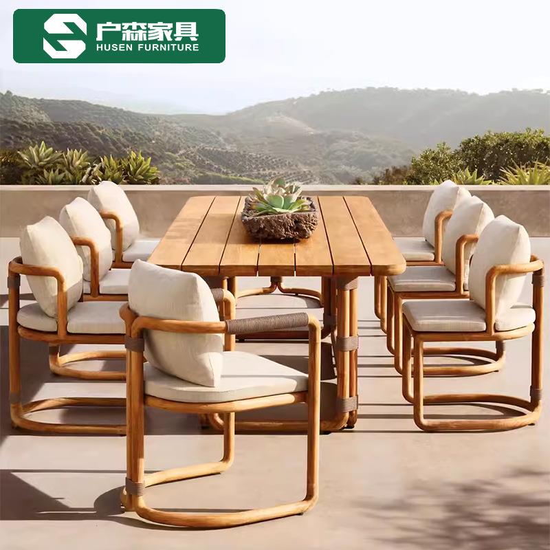 户外桌椅庭院花园室外防水防晒实木藤编休闲阳台露天露台家具组合
