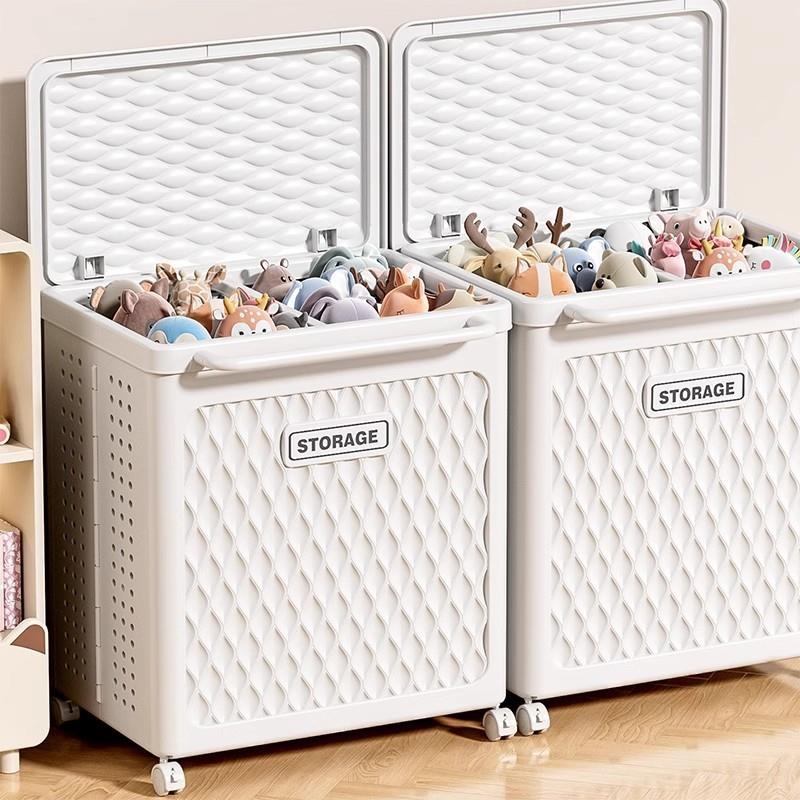 衣服收纳箱儿童玩具收纳筐翻盖大容量宝宝儿童箱滑轮储物箱整理箱