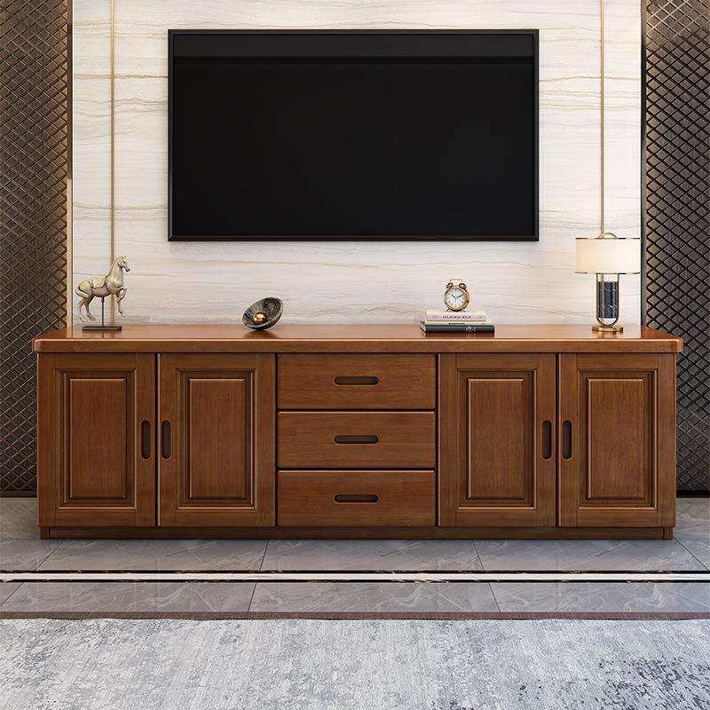 新中式实木电视柜现代简约客厅小户型组合高柜地柜家用落地影视柜