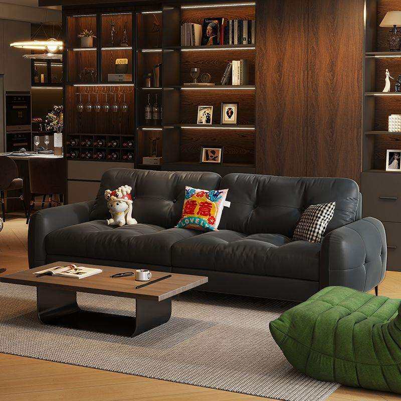 布鲁克林真皮皮艺沙发意式轻奢极简家用客厅高级油蜡皮直排沙发