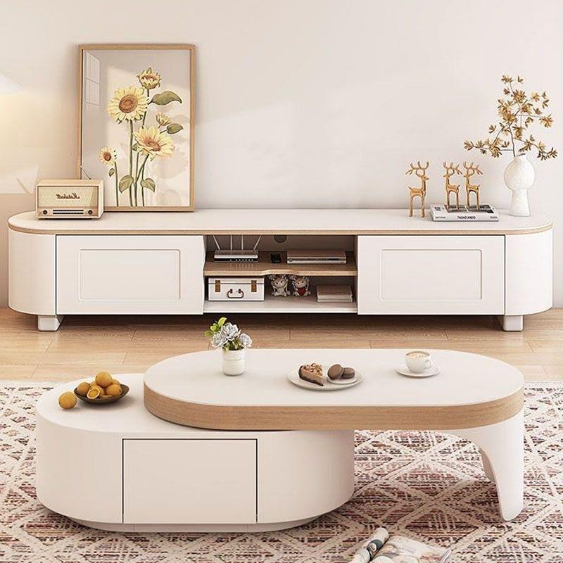 茶几客厅家用奶油风新款小户型简约现代轻奢伸缩折叠岩板茶桌