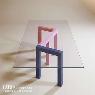 Penrose Dinner Table 意式极简餐桌 中古风 彩色玻璃洽谈桌 设计