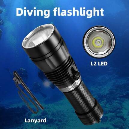 热销L2潜水手电筒磁控LED防水远射铝合金水下照明26650手电