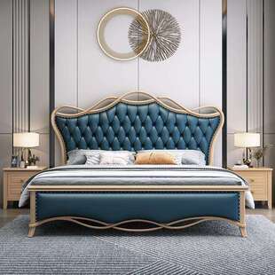 轻奢豪华欧美风实木床现代美式主卧大床新款奶油单双人床头结婚床