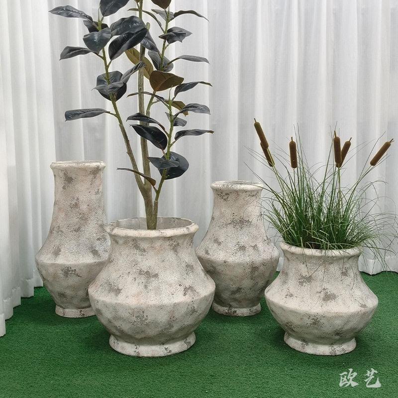 新中式水泥落地大花瓶家居创意绿植种植盆家庭园艺绿化工程花盆