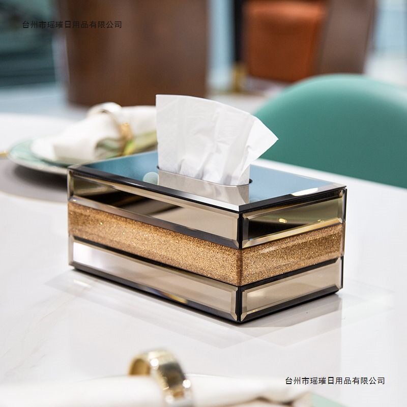 纸巾盒客厅轻奢高档高颜值  奢华高端玻璃抽纸盒桌面创意高级感