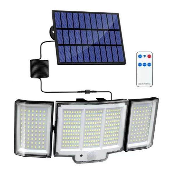 太阳能感应安防壁灯分体分离感应348LED三头壁灯