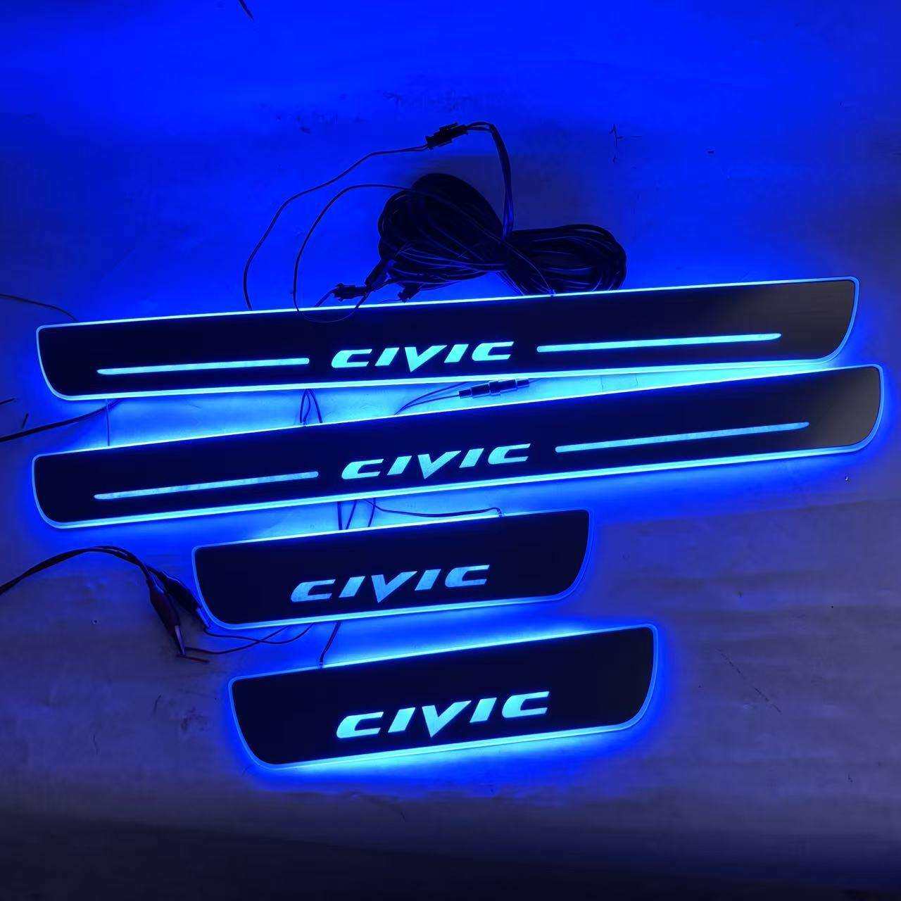 4片适用于07-2025思域CIVIC流光幻彩门槛条带LED灯迎宾踏板改