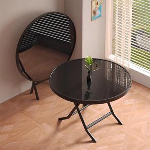 钢化玻璃折叠桌餐桌便携式户外用桌饭桌玻璃桌餐台家庭用桌子