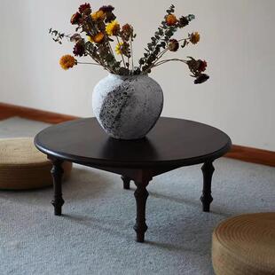 诧寂风纯实木小茶桌飘窗榻榻米阳台家用复古民宿茶几小边几茶台