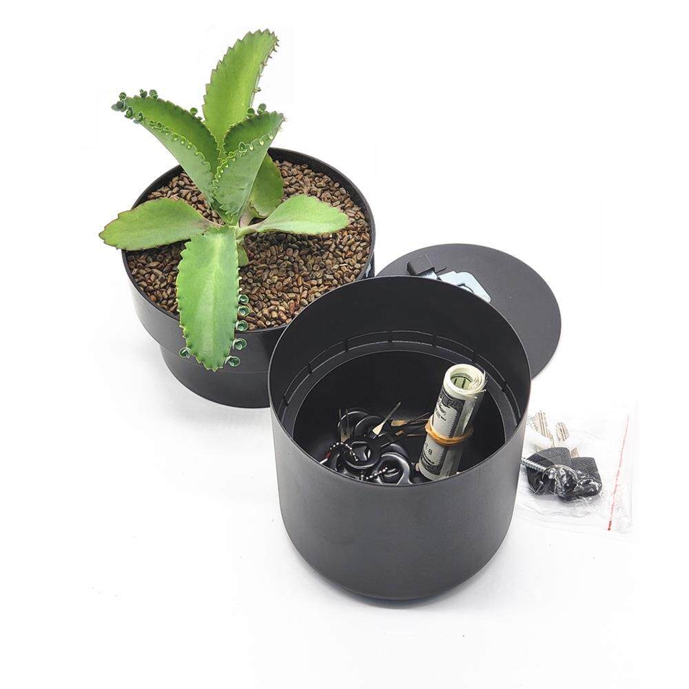 热销花盆储物罐创意带锁铁盒保险密码储物箱子迷你储钱收纳盒藏钱