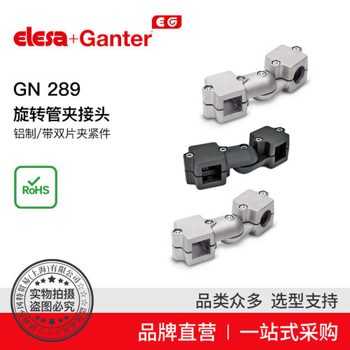 ElesaGanter伊莉莎冈特GN289旋转管夹接头铝制带双片夹紧件