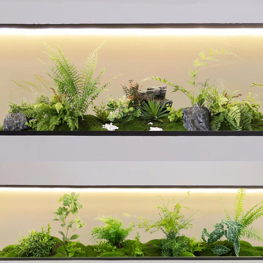 绿植造景组合室内玄关角落蕨类植物装饰橱柜仿生苔藓景观布置