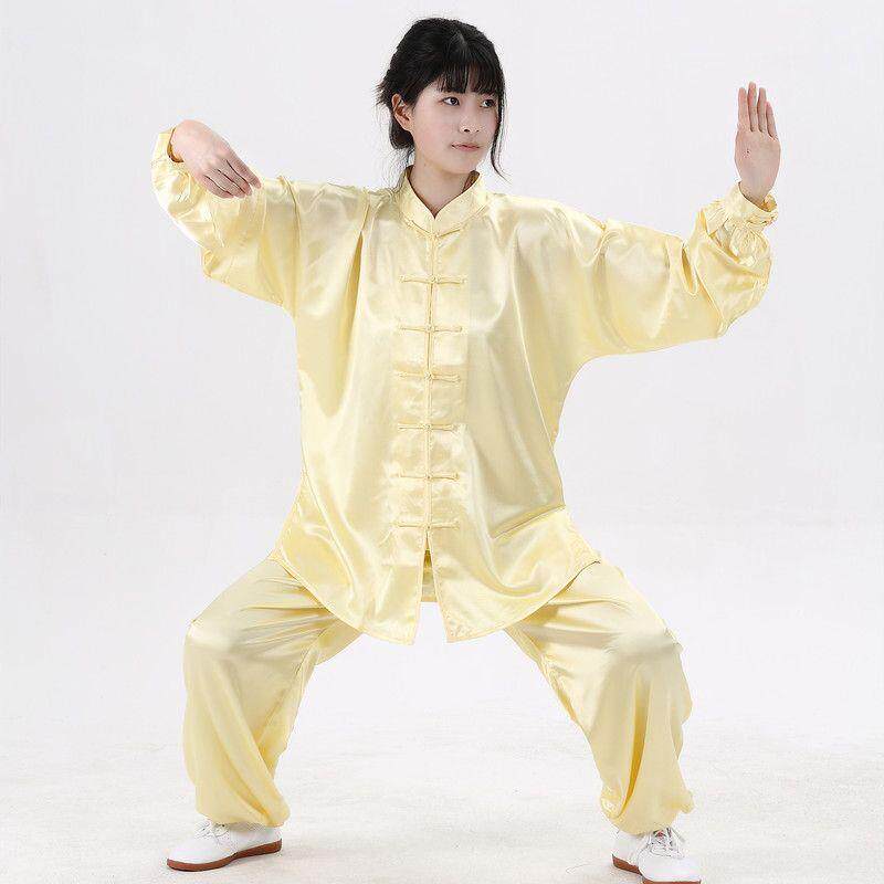 春秋季太极服女太极拳服南韩丝白色武术服男团队八段锦表演服夏季