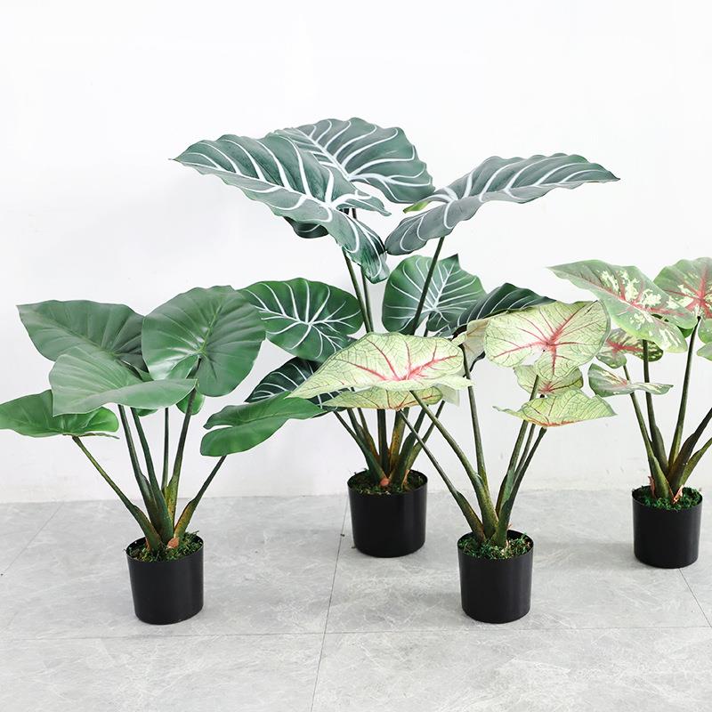 仿真绿植软胶龟背叶野芋叶假植物盆栽室内装饰旅人蕉商场橱窗盆景