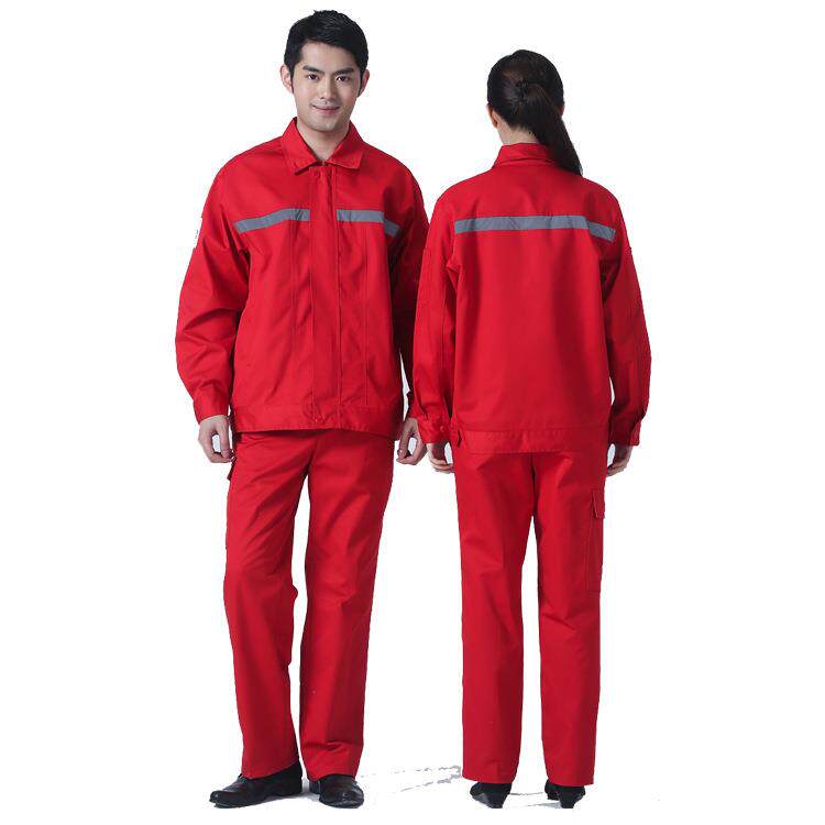 加油站工作服秋季款红色加油站工作服套装