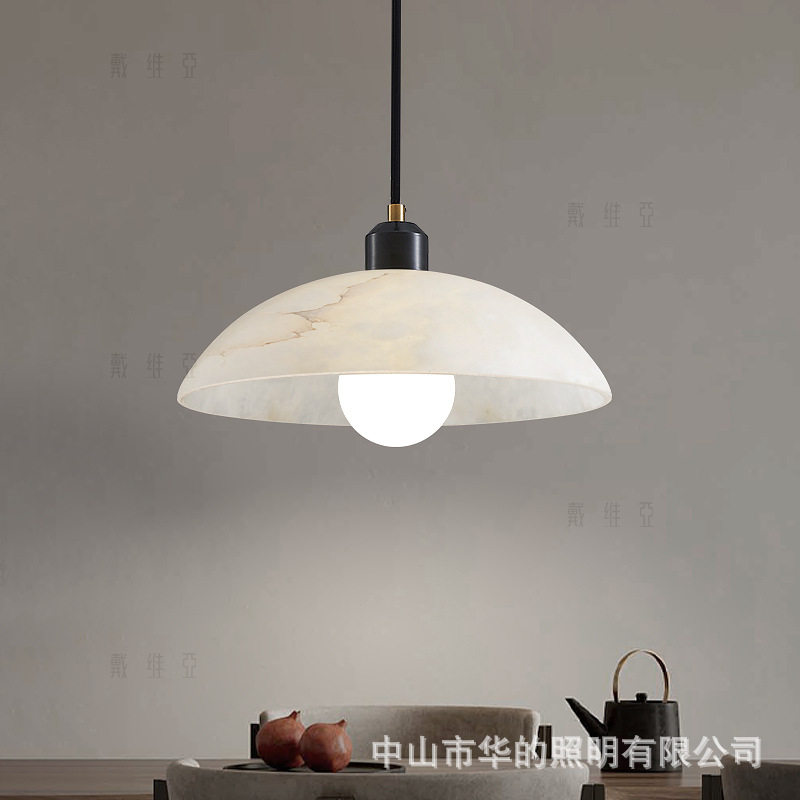 后现代简约天然云石全铜吊灯北欧餐厅吧台岛台灯设计师创意灯具