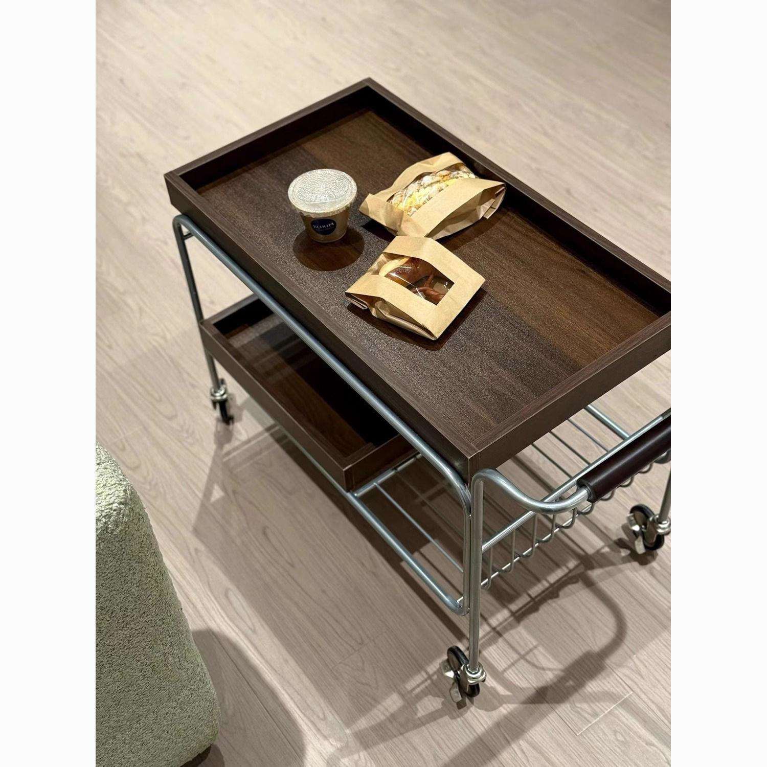 复古茶水小推车网红实木沙发边几中古日式可移动茶几客厅边柜餐车