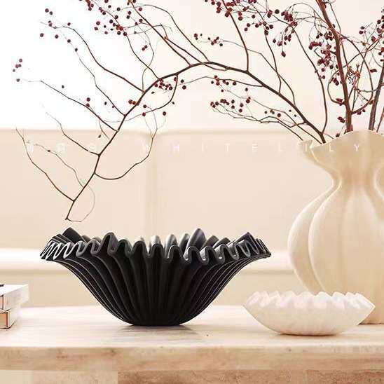 法式中古黑色果盘树脂装饰品 艺术摆件桌面收纳 茶几果盆可混