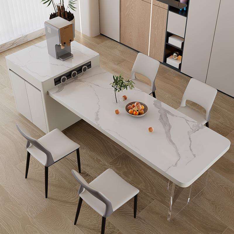 岩板岛台餐桌一体可伸缩家用开放式厨房多功能倒台轻奢功能中导台