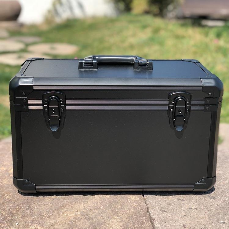 大中号黑色铝合金多功能手提仪器箱航模双控工具箱配隔板海绵