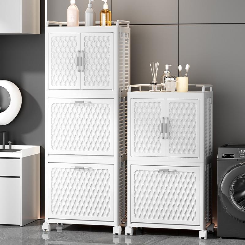 脏衣篮家用衣服收纳F990分置物架带轮层浴开式室可折叠门收纳柜脏