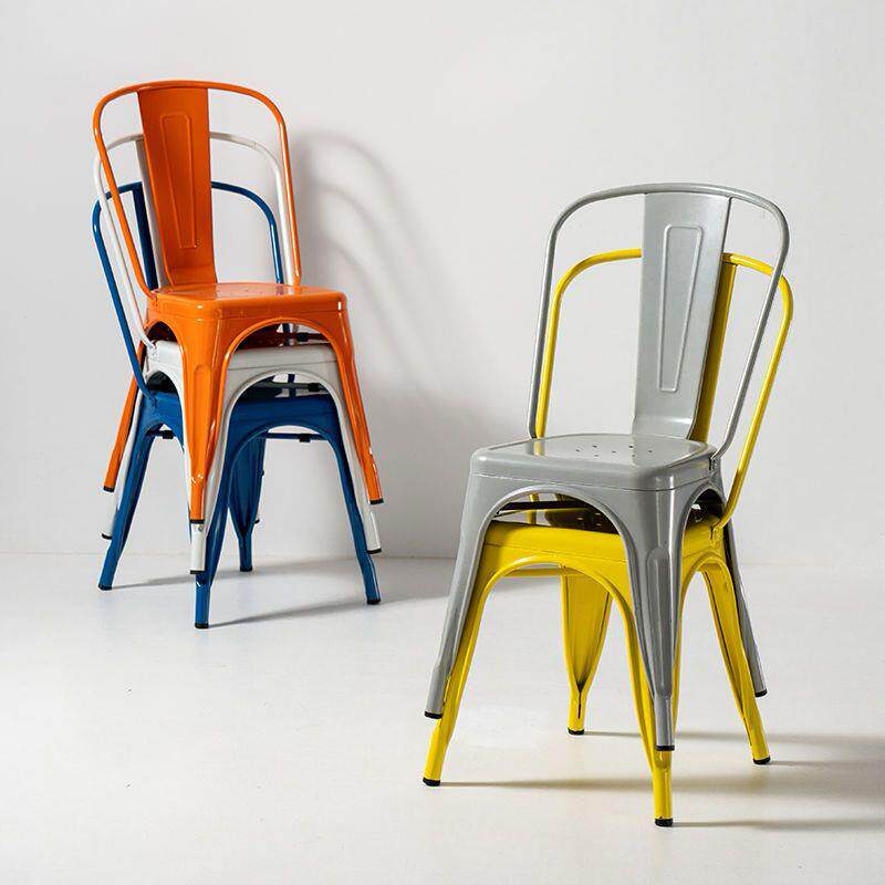 欧式工业风户外铁艺餐椅金属靠背椅铁皮椅子金属餐椅