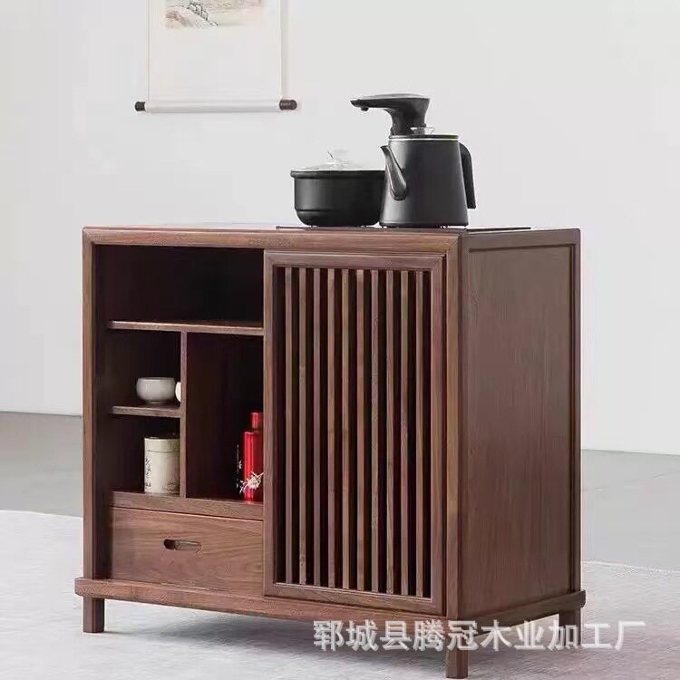 新中式茶水柜可移动茶柜玄关柜茶室实木收纳柜家具榫卯茶柜烧水柜